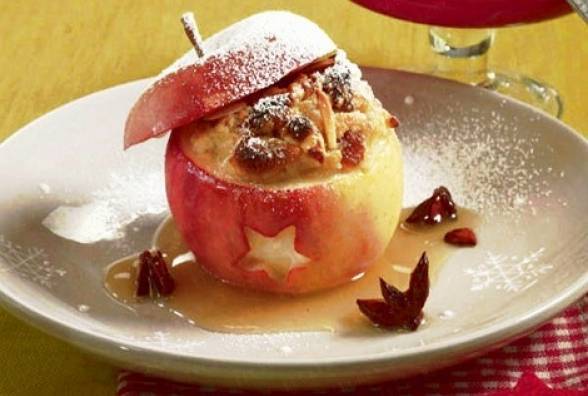 Запеченные яблочки с творогом - рецепты при диабете - изображение