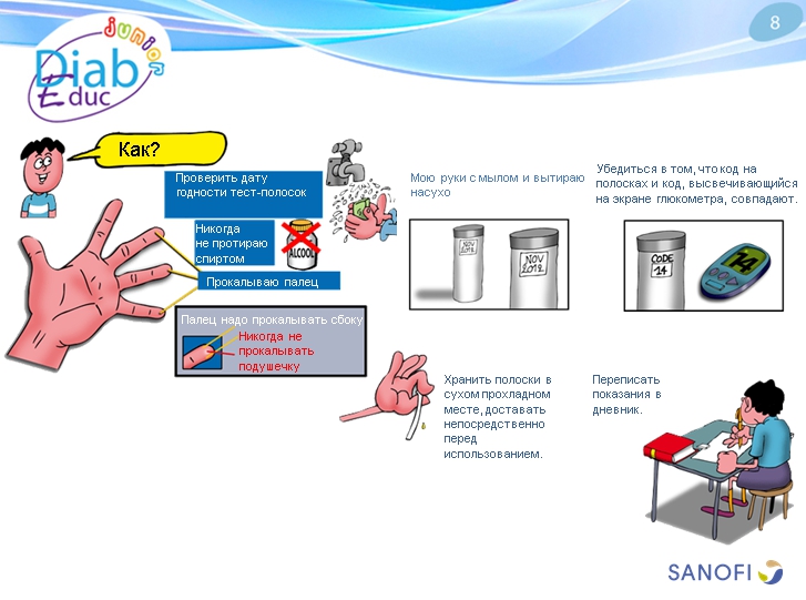 Самостоятельный контроль гликемии:обучающая презентация для детей от Junior DiabEduc - 6 изображение