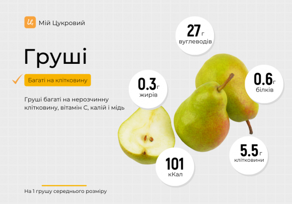 Груші при діабеті: користь, вуглеводи, глікемічний індекс - 2 фото Груші при діабеті: користь, вуглеводи, глікемічний індекс - 2 изображение